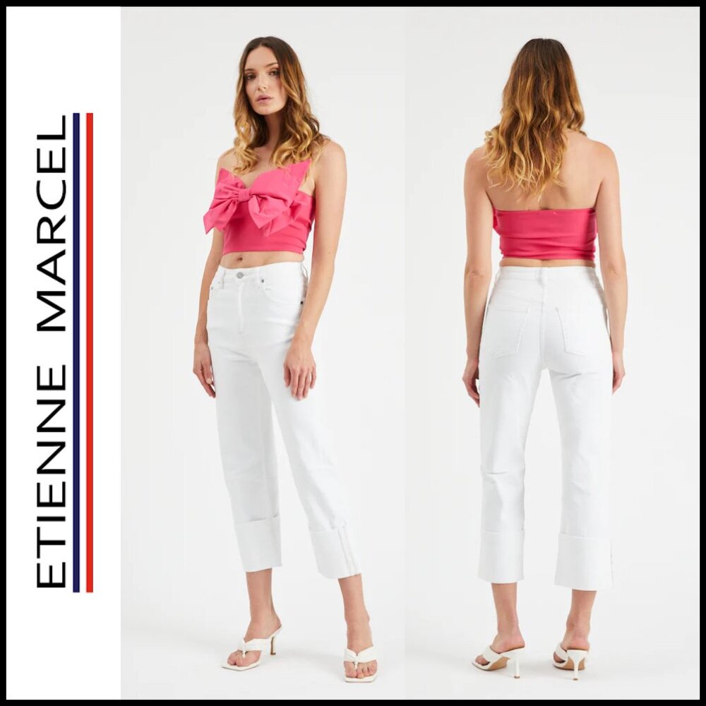 Etienne Marcel Wide Leg Cropped Cuffed Culotte Jeans